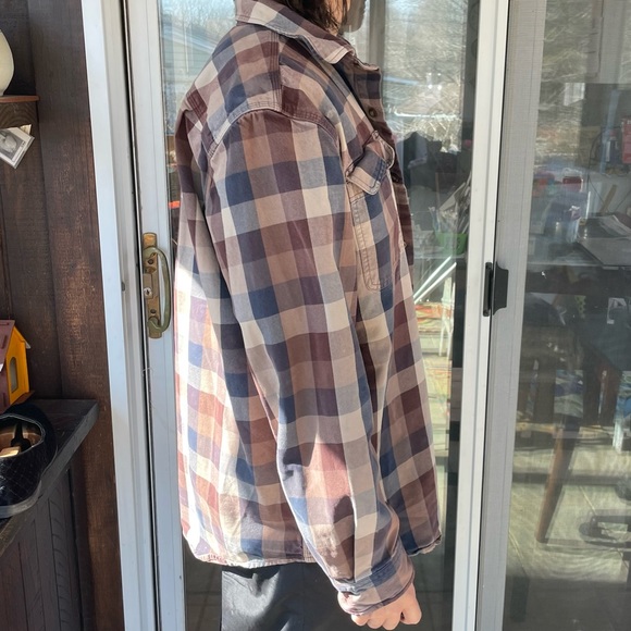 Carhartt Plaid Cotton Work Shirt Size XL Workwear Heavyweight Brown - Picture 3 of 7